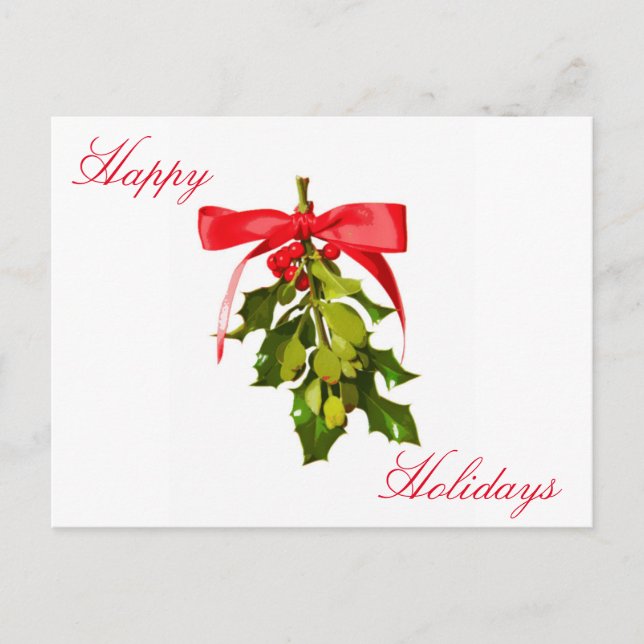 Happy holidays mistletoe holiday postcard (Front)