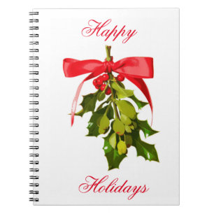 happy holidays mistletoe notebook