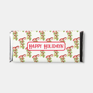 Happy Holidays Mistletoe Plant Hershey Bar Favors