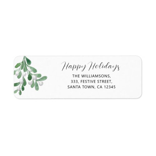 Happy Holidays Mistletoe Return Address Label
