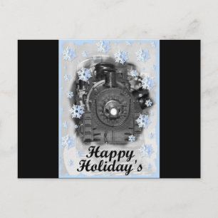 Happy Holiday's Model Train Holiday Postcard