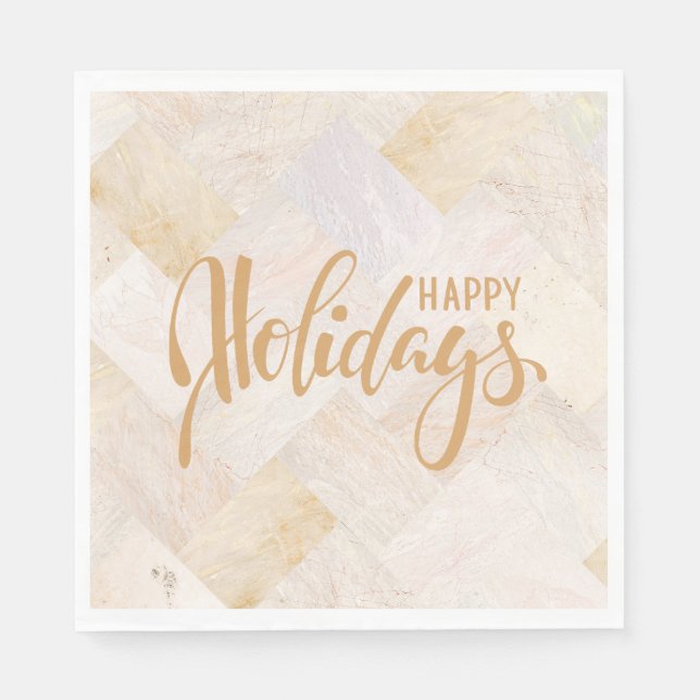  Happy Holidays Modern Abstract Chic Sand Napkins (Front)