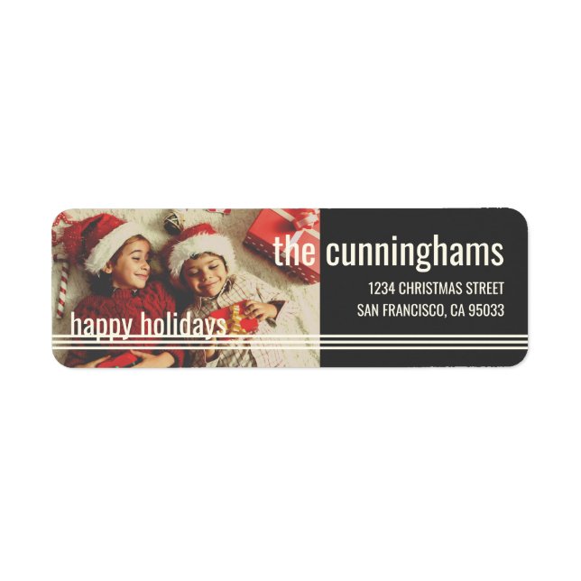 Happy Holidays | Modern and Simple Lines Label (Front)