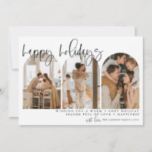Happy Holidays Modern Arch Photo Chirstmas Cards