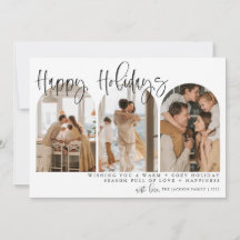 Happy Holidays Modern Arch Photo Chirstmas Cards