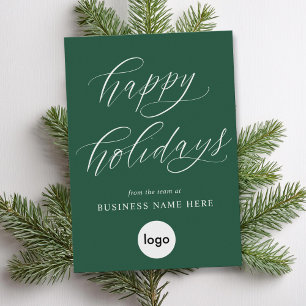 Happy Holidays Modern Calligraphy Business Logo Holiday Card