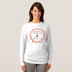Happy Holidays Modern Candy Cane Christmas Family T-Shirt