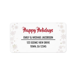 Happy Holidays Modern Chic Typography Snowflakes Label