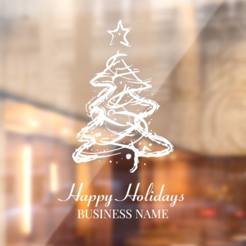 Happy Holidays Modern Christmas Tree Business  Window Cling