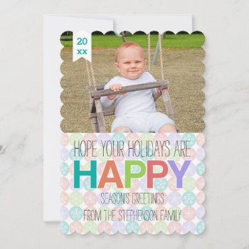 Happy Holidays Modern Dots Hip Colorful Photo Holiday Card by ChristmasCardShop at Zazzle