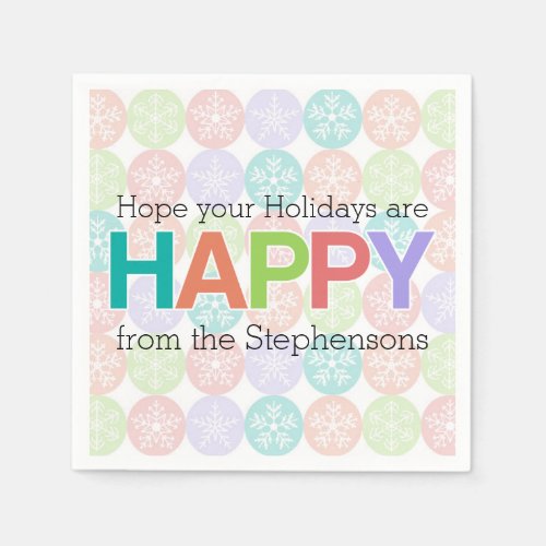 Happy Holidays Modern Dots Hip Colors Napkins