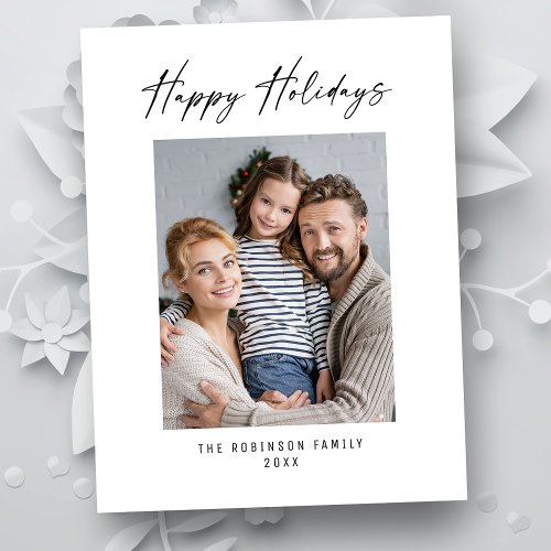 Happy Holidays Modern Elegant Stylish Photo Holiday Postcard