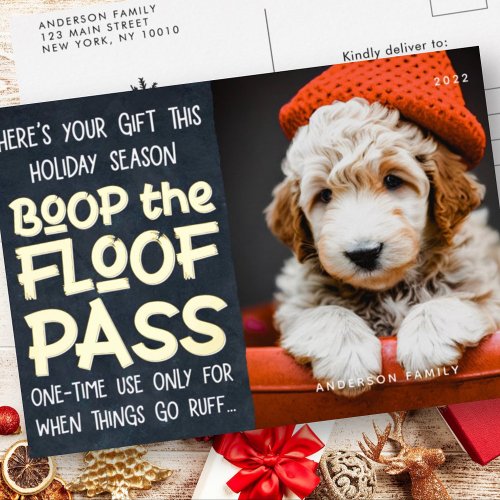 Happy Holidays Modern Funny Pet Custom Photo Foil Foil Holiday Postcard