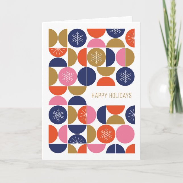 Happy Holidays - Modern Geometric Festivity Holiday Card (Front)