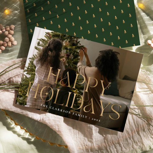 Happy Holidays Modern Gold Holiday Card