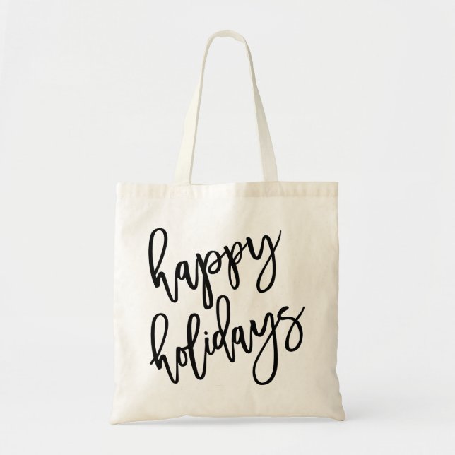 Happy Holidays Modern Lettering Tote Bag (Front)