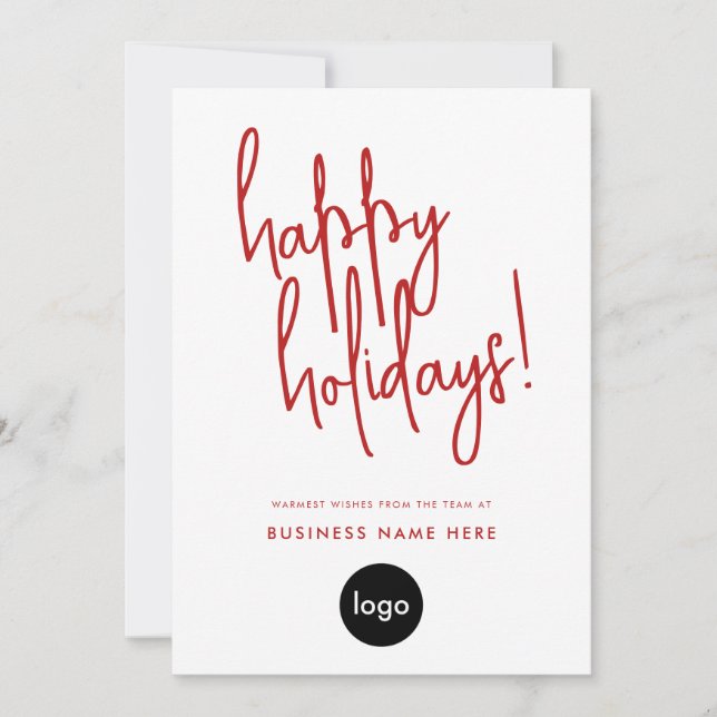 Happy Holidays Modern Minimal Business Holiday Card (Front)