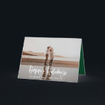 Happy holidays modern, minimal photo christmas holiday card<br><div class="desc">Happy holidays modern photo christmas card. Modern holiday design. Script text with a modern edge. Hand painted polka dot spotty backer. Change the backer color to customize.</div>