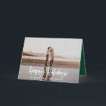 Happy holidays modern, minimal photo christmas holiday card<br><div class="desc">Happy holidays modern photo christmas card. Modern holiday design. Script text with a modern edge. Hand painted polka dot spotty backer. Change the backer color to customize.</div>