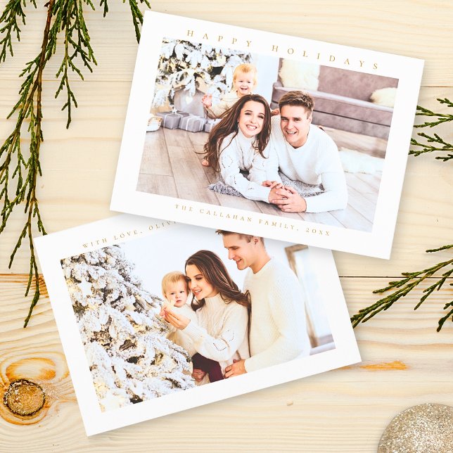 Happy Holidays Modern Minimal Photo Holiday Card (Creator Uploaded)
