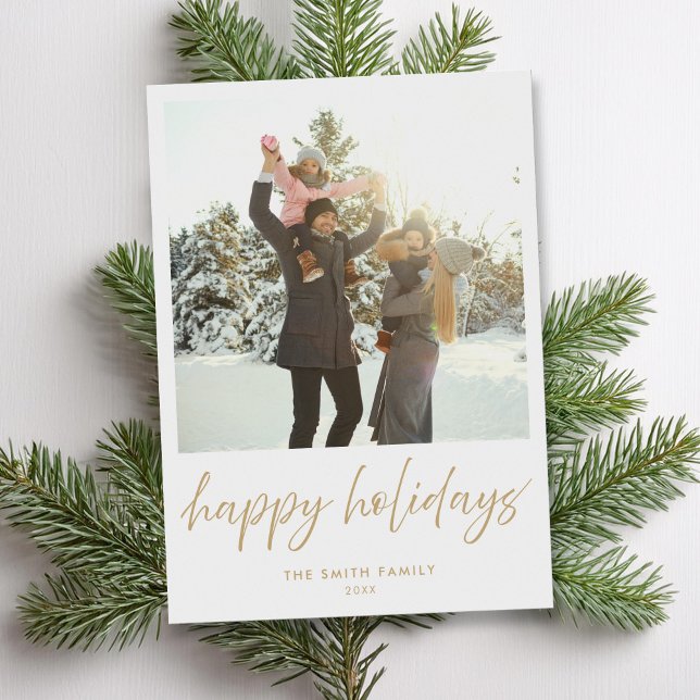 Happy Holidays Modern Minimalist Photo Holiday Card (Creator Uploaded)