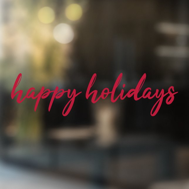 Happy Holidays | Modern Minimalist Red Xmas Script Window Cling (Creator Uploaded)