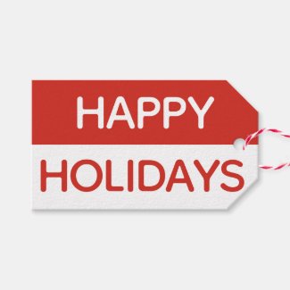 Happy Holidays - Modern, Minimial Red & White Gift Tags