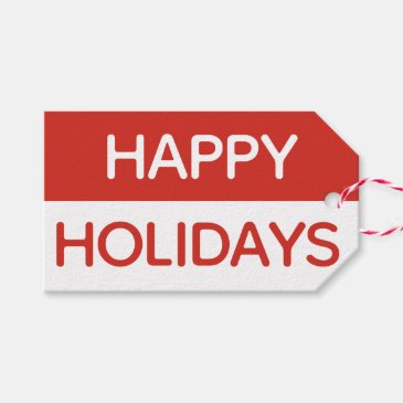 Happy Holidays - Modern, Minimial Red & White