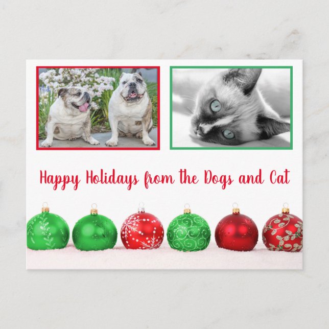Happy Holidays Modern Pet Photo Postcard (Front)