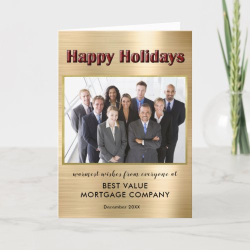 Happy Holidays Modern Photo  Business   Card