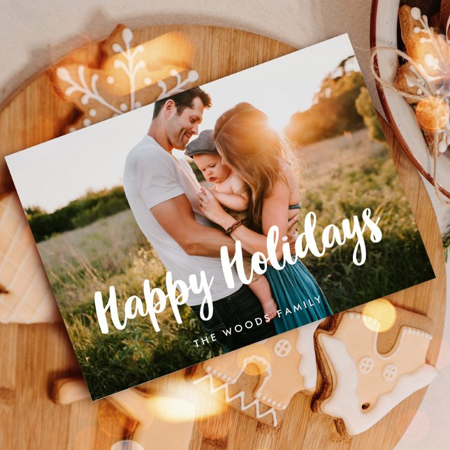 Happy Holidays Modern Photo Christmas Holiday Card (Creator Uploaded)