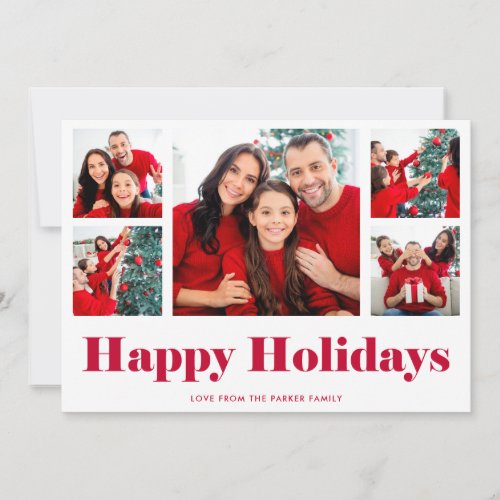 Happy Holidays  Modern Photo Grid Holiday Card