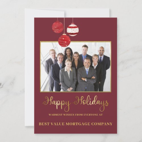 Happy Holidays Modern Photo Watercolor Business   Holiday Card