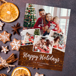 Happy Holidays Modern Rustic Photo Christmas Card