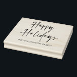 Happy Holidays Modern Script Gift Wrap Family Rubber Stamp<br><div class="desc">Happy Holidays Modern Script Gift Wrap Family Name Rubber Stamp</div>