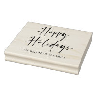 Happy Holidays Modern Script Gift Wrap Family