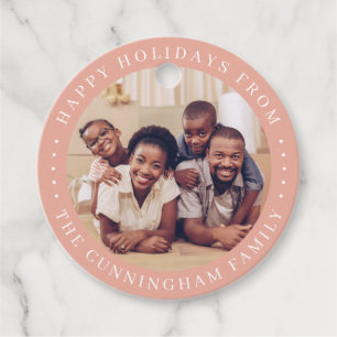 Happy Holidays Modern Simple Chic Family Photo Favor Tags