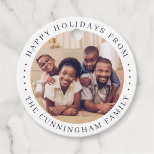 Happy Holidays Modern Simple Chic Family Photo Favor Tags
