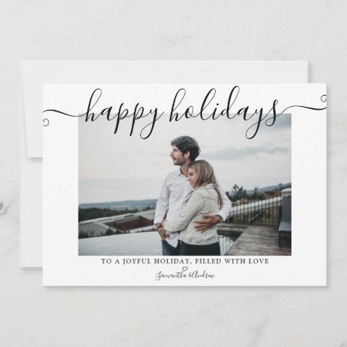 Happy holidays modern simple chic typography photo holiday card