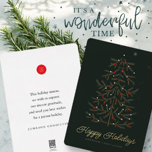 Happy Holidays Modern Simple Christmas Tree Foil Holiday Card