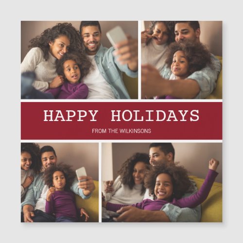 Happy Holidays Modern Simple Family Photo