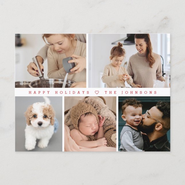 Happy Holidays Modern Simple Family Photo Memories Holiday Postcard (Front)