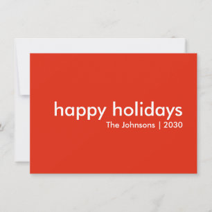 Happy Holidays Modern Simple Minimal Bright Red Holiday Card