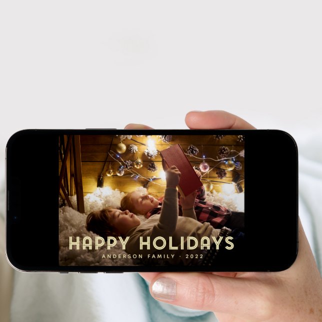 Happy Holidays Modern Simple Typography Holiday Card (Front Digital)