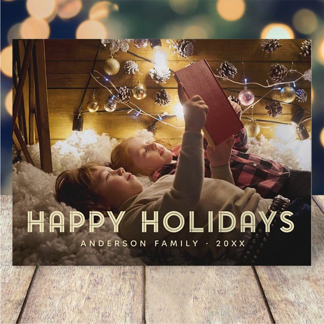 Happy Holidays Modern Simple Typography Holiday Postcard (Creator Uploaded)