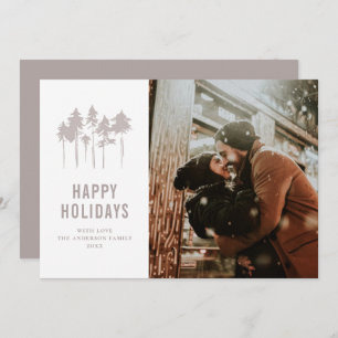 Happy holidays. Modern woodland Christmas pines Holiday Card