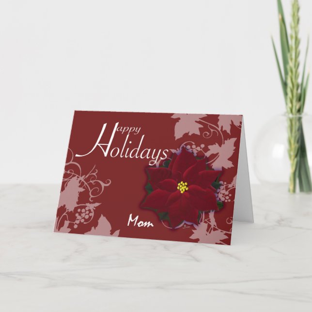 Happy Holidays Mom Christmas Poinsettia card (Front)