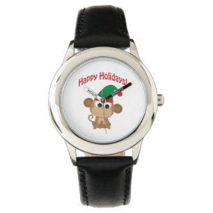 Happy Holidays! Monkey Christmas Elf Watch
