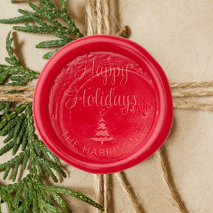 Happy Holidays Monogram Christmas Wax Seal Stamp