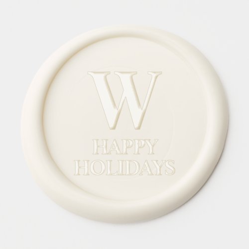 HAPPY HOLIDAYS  MONOGRAM  Christmas White Wax Seal Sticker